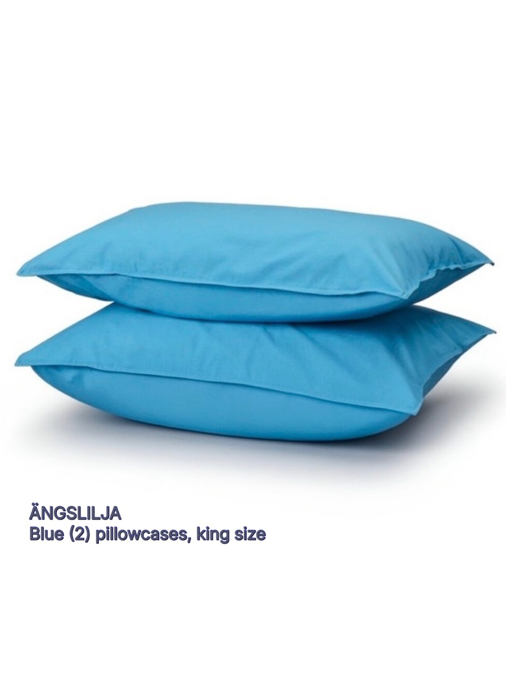 Blue Cotton Pillowcase/Shams - King Size